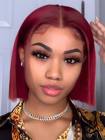 Bold Color Collection Curly 13X4 Lace Front Wig 99J Burgundy