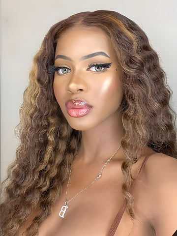 Elite Human Hair Collection Wavy Wig Highlights / Ombre