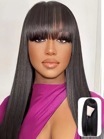 Classic No Lace Wigs Collection Human Hair Wigs With Bangs Straight Wig 100% Human Hair